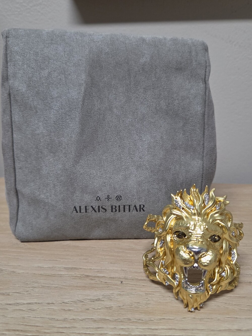 Alexis Bittar Gold Lion Head Statement Cuff Bracelet